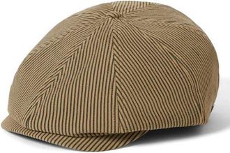 Brixton Brood Stripe Driving Cap in Dark Tan/Black Hickory Stripe at Nordstrom, Size X-Large