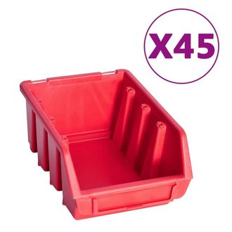 Berkfield Home 96 Piece Storage Bin Kit with Wall Panels Red & Black
