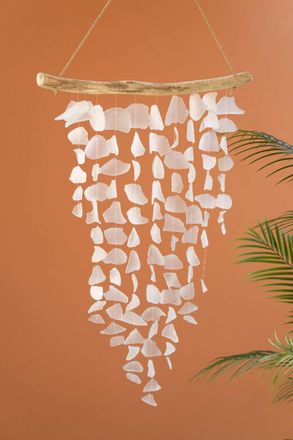 Kalalou Driftwood And Seaglass Chime - Clear/Frosted