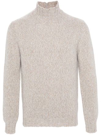 Fedeli high-neck contrasting-trim jumper - men - Alpaca Wool/Virgin Wool - 50 - Neutrals