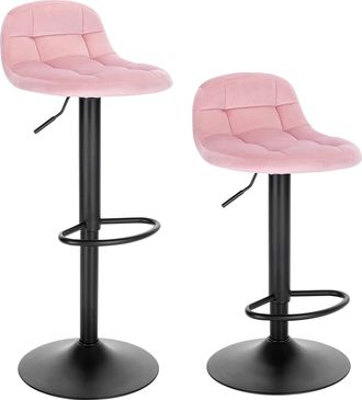 Woltu Woltu Set Di 2 Sgabelli Da Bar Coppia Sedie Cucina Alta In Metallo Rosa