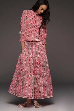 PINK CITY PRINTS 100% Cotton Rah Rah Maxi Skirt