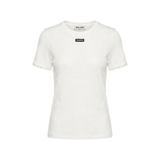 Miu Miu Lace-trim Logo-patch T-shirt