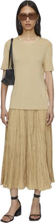 Joseph Satiny Rib Knit Top - Dames - Ronde hals truien - Beige - S - Wol - Truien & Vesten