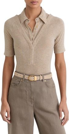 Reiss Shona Layered Look Polo in Oatmeal Neutral at Nordstrom, Size X-Small