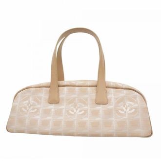 Chanel Beige Silver Nylon Tote Bag (Pre-Owned)