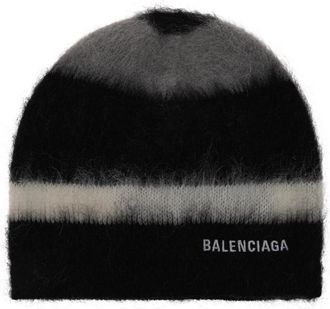 Balenciaga Beanie met geborduurd logo - Dames - Hoeden - Zwart - M - Wol - Accessoires