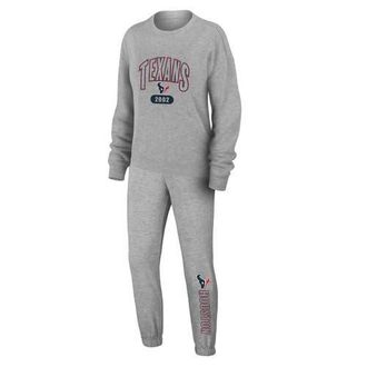 WEAR by Erin Andrews Womens WEAR by Erin Andrews Heather Gray Houston Texans Knit Long Sleeve Tri-Blend T-Shirt & Pants Sleep Set at Nordstrom, Size X-Large
