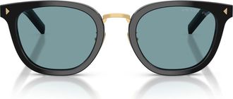 Prada 49mm Polarized Cat Eye Sunglasses in Black /Green Polar at Nordstrom