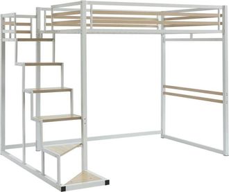 Vente-Unique Letto a soppalco 140 x 200 cm Metallo e mdf Bianco - jogui