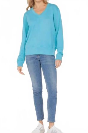 Mod-o-doc Womens Deep V-Neck Top In Aqua Mist