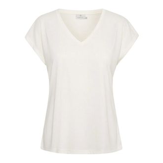 Kaffe T-shirt classica con scollo a V Top Gesso - - Tops - Donna - Bianco - 2XL