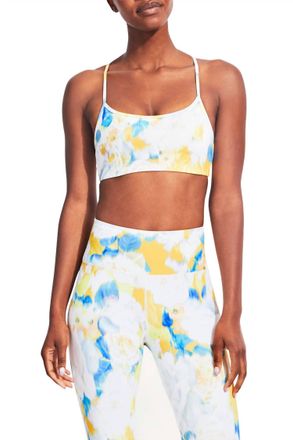 Kensie Printed Sleeveless Cross Back Bralette In Mellow Yellow