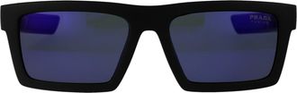 Prada Dark Blue Mirror Purple Rectangular Mens Sunglasses PS 02ZS U1BO05U 55