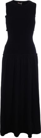 Liu Jo Long Dress with Side Cut-Outs and Smocked Waistband