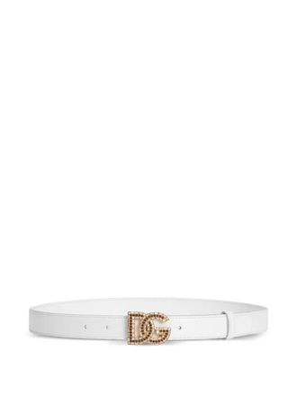 Dolce & Gabbana embellished-logo belt - White