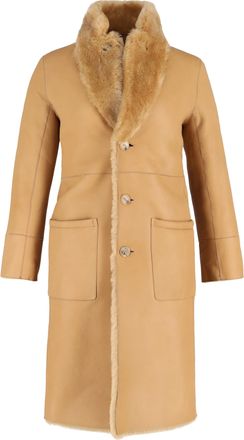 Joseph Joseph Pre-owned Womens Brittany Reversible Coat in Brown Leather and Fur - Mocha - Size X-Small