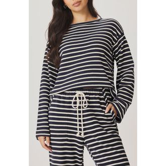Splendid Livie Stripe Sweatshirt in Navy Blue/Moonstone at Nordstrom, Size X-Small