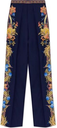 Etro Broeken, Dames, Blauw, S, Zijden Pliss&eacute;e Broek