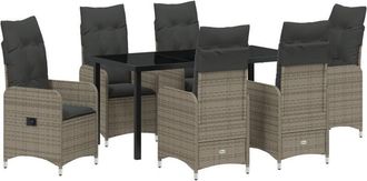 vidaXL Garden Dining Set with Cushion 7 pcs Grey Poly rattan Vidaxl