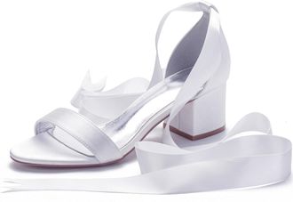 Miyoopark Comfortable Wedding Shoes for Women Block Low Heel Evening Sandals M535 White UK 4.5