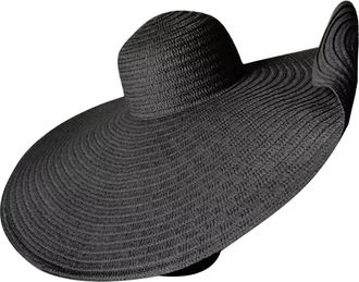 Generic Oversized Straw Beach Hat for Women Extra Large Wide Brims 70cm/27.56in Roll Up Floppy Visor Hats Handmade Sun Hat Summer Foldable Beach Cap (UK, Alph