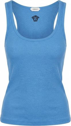 Versace Tank Top Rib With Medusa Embroidery