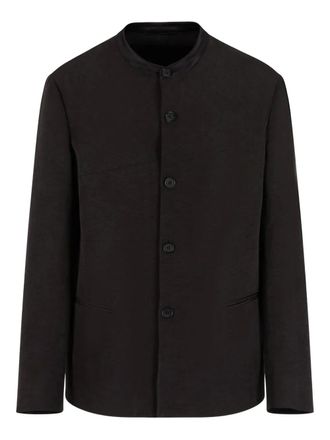 Giorgio Armani mandarin-collar buttoned jacket - men - Silk/Elastane/Cupro - 50 - Black