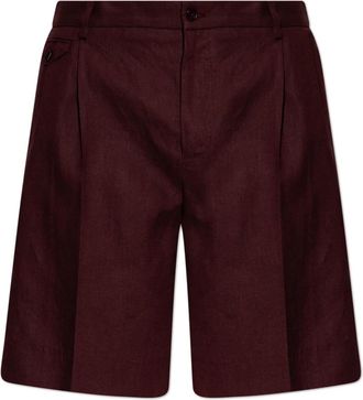Dolce & Gabbana Linnen Short met Plooi - Heren - Korte Broeken - Rood - 2XL - Linnen - Korte Broeken