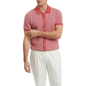 Ted Baker Noliva Short Sleeve Cotton Button-Up Shirt in Red at Nordstrom, Size 4