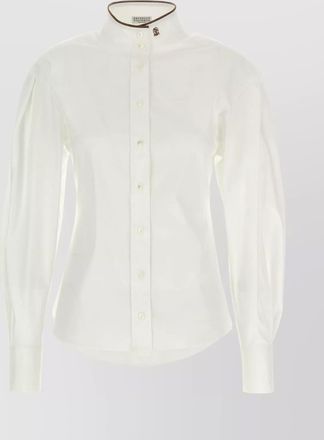 Brunello Cucinelli embroidered stand collar shirt