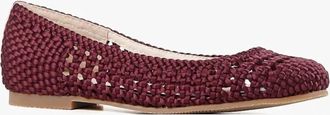 All Black Womens Woven Girl Flats In Burgundy