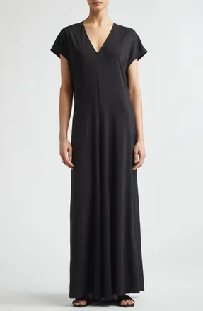 Toteme V-Neck Jersey Maxi Dress in Black at Nordstrom, Size X-Small