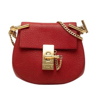 Chlo&eacute; Pre-owned Drew Schoudertas - Dames - Pre-owned - Rood - Maat: ONE Size Leer