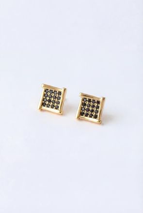 Classicharms Atlas Crystal Square Stud Earrings in Gold/black at Nordstrom