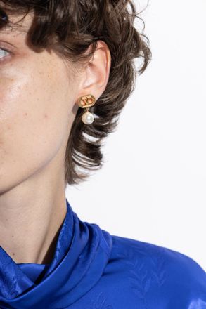 Valentino Garavani Earrings With Glass Pearl, Womens, Gold