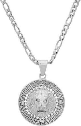 HMY Jewelry Mens Stainless Steel Lion Head Pendant Necklace in Silver at Nordstrom Rack