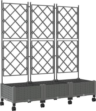 vidaXL Jardinera Con Enrejado Y Ruedas 3 Uds. Gris Claro Pp Vidaxl