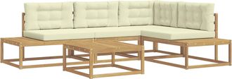 vidaXL Conjunto De Sof&aacute;s De Exterior 5 Uds. Blanco Poli&eacute;ster Vidaxl