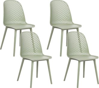 Beliani Beliani - Conjunto De 4 Sillas Moderno De Comedor Minimalista Asiento Sint&eacute;tico Verde Patas Dise&ntilde;o Abierto Red Respaldo Emory