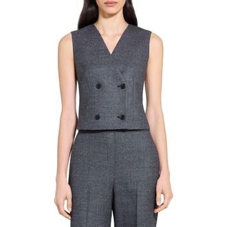 Theory Double Breasted Crop Wool Vest in Pepper Multi at Nordstrom Rack, Size 14