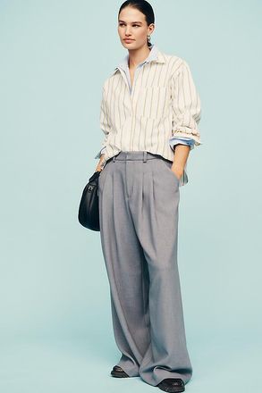 Maeve Avery Wide-Leg Pleated Trousers by Maeve Pants