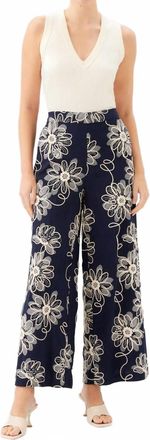 Fifteen Twenty Womens Adara Embroidered Wide-Leg Pants In Navy