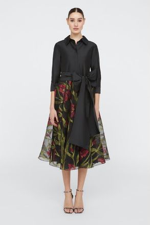 Theia Azura Shirt Dress in Black at Nordstrom, Size 16