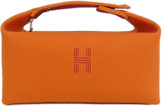 Herm&egrave;s Orange Canvas Pouch (Pre-Owned)