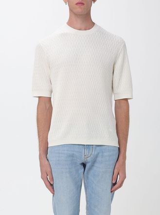 Emporio Armani Short-Sleeved Cotton Crewneck Jumper with Ribbed Trims