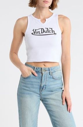 Von Dutch Split Neck Tank Top in White at Nordstrom Rack, Size X-Small