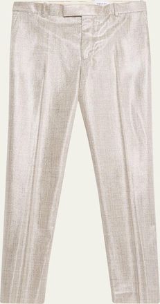 Alexander McQueen Mens Metallic Wool Flat-Front Cigarette Trousers