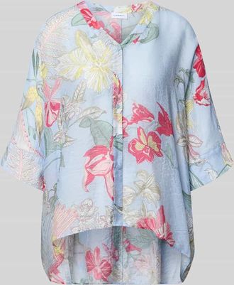 Comma Relaxed Fit Bluse aus Viskose-Mix im Allover-Look in Bleu, Gr&ouml;&szlig;e XL