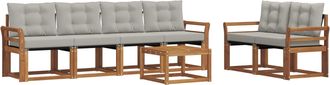 vidaXL Conjunto De Sof&aacute;s De Exterior 7 Uds. Gris Natural Y Claro Vidaxl